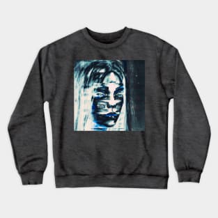 ANGELIC Glitch Art Glitchy Trippy Dark Aesthetic Portrait Crewneck Sweatshirt